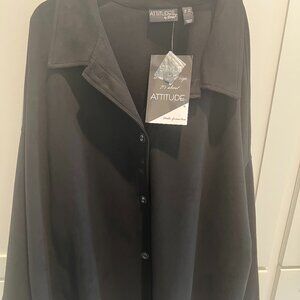 Attitudes by Rene Solid Black Shirt Size 3XL